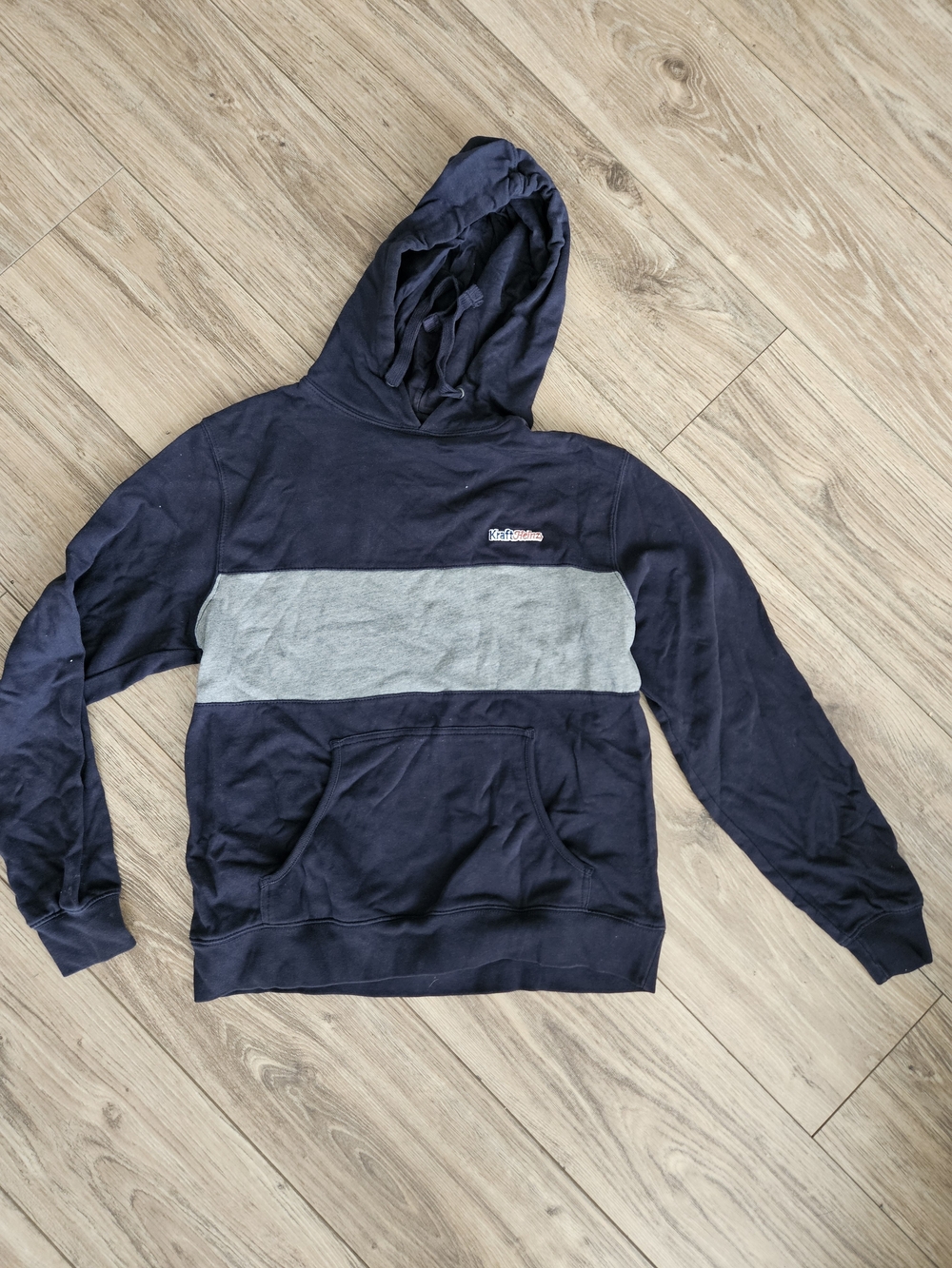 Men's Navy and Gray Hooded Pullover Sweatshirt